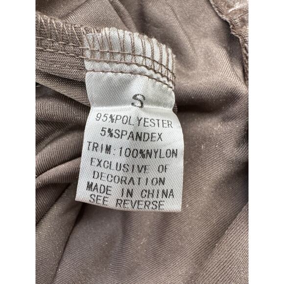 VTG Y2K Wishlist Crushed Velvet Chemise Dress Small Brown Black Lace Trim Retro - Picture 10 of 12